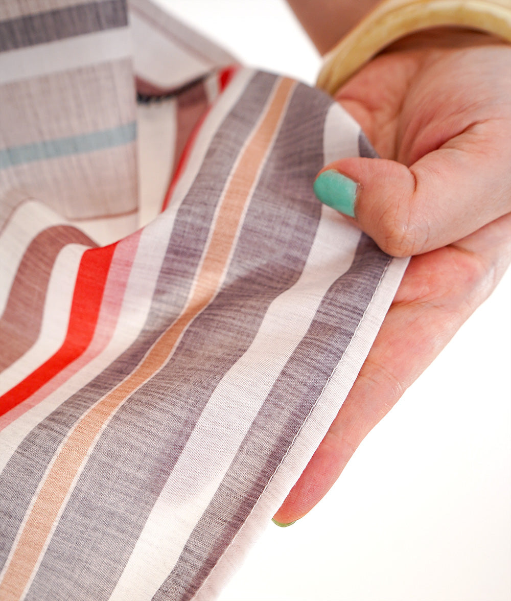 Relaxed skipper shirt with multi-border and stripes