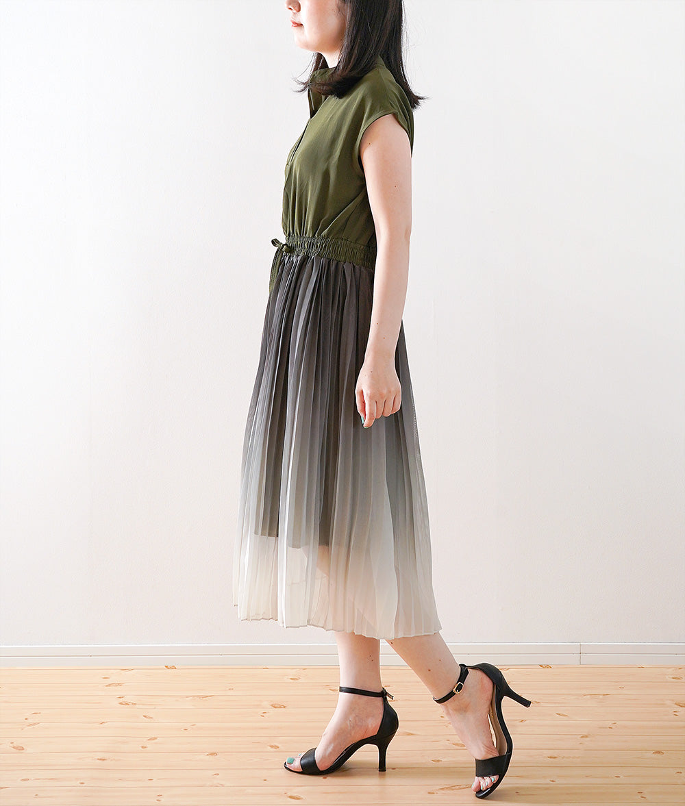 Elegant and delicate pleated gradation dress