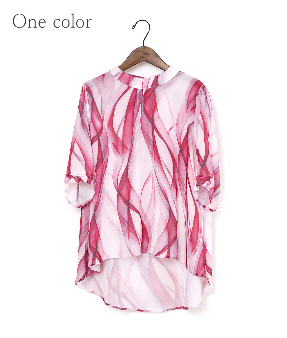 Pink gradation chiffon blouse
