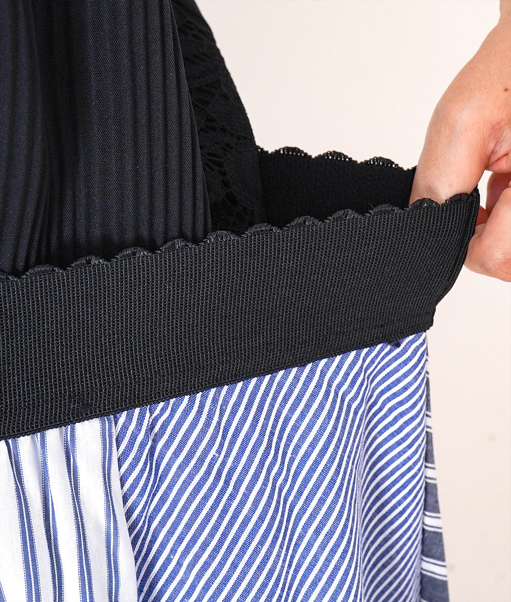 Striped collage flared skirt