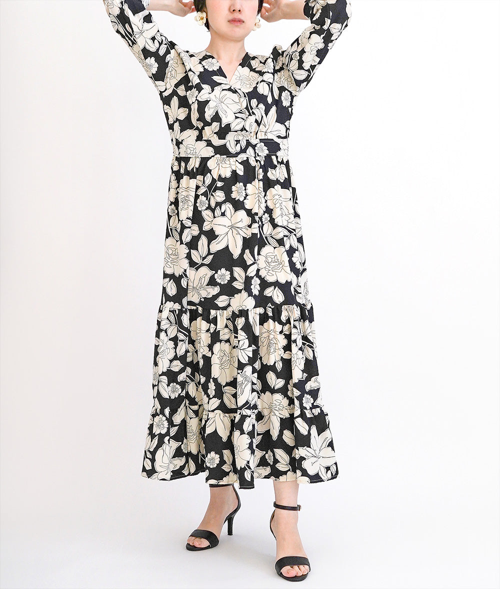 【SALE】Line drawing flower dress