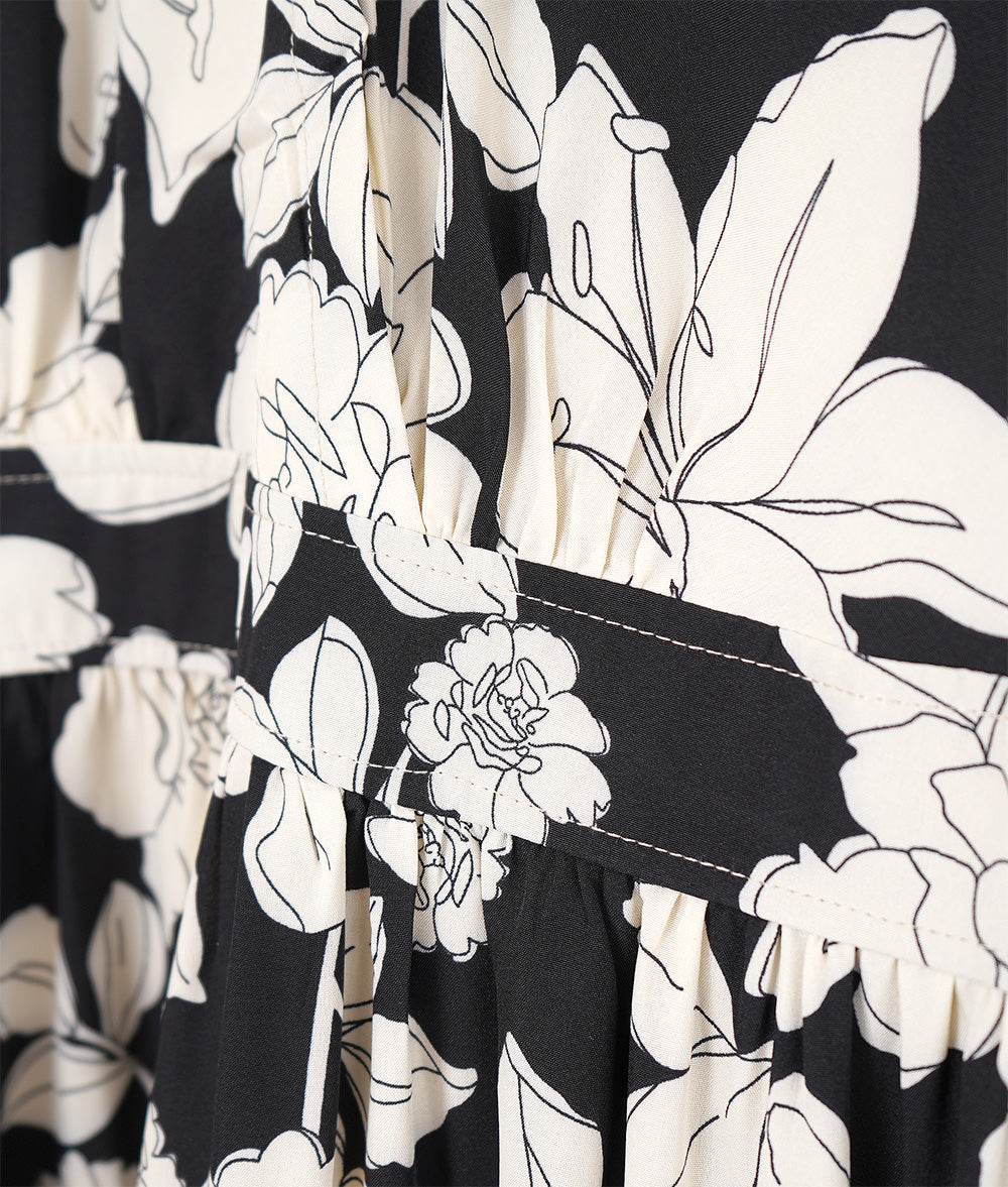【SALE】Line drawing flower dress