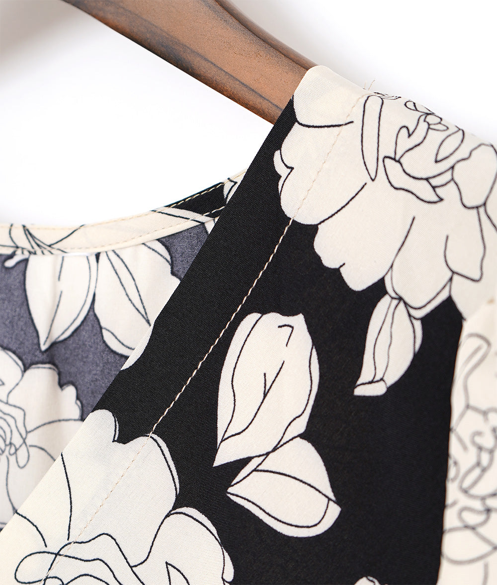 【SALE】Line drawing flower dress