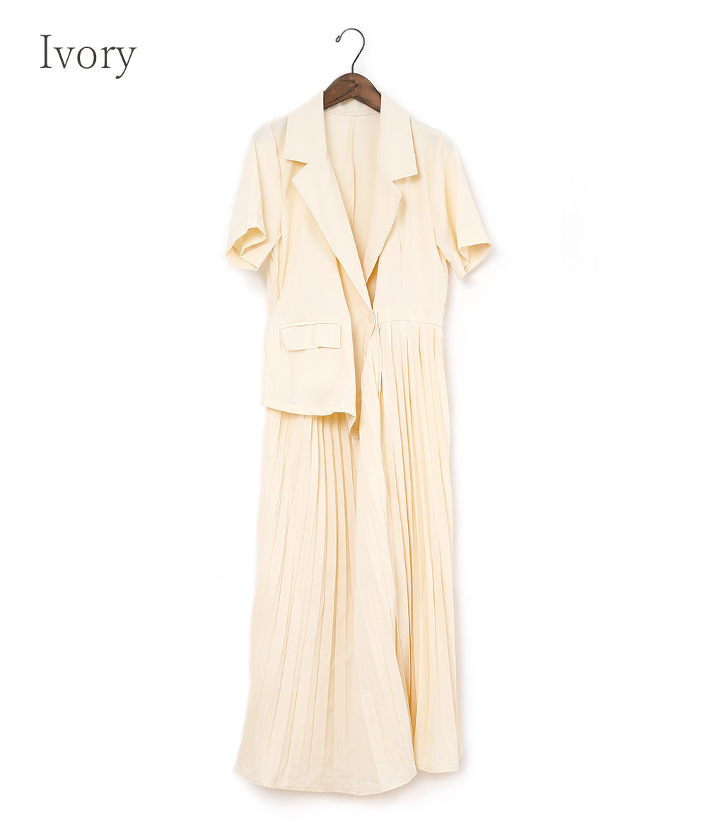 【SALE】Asymmetric design pleated long dress
