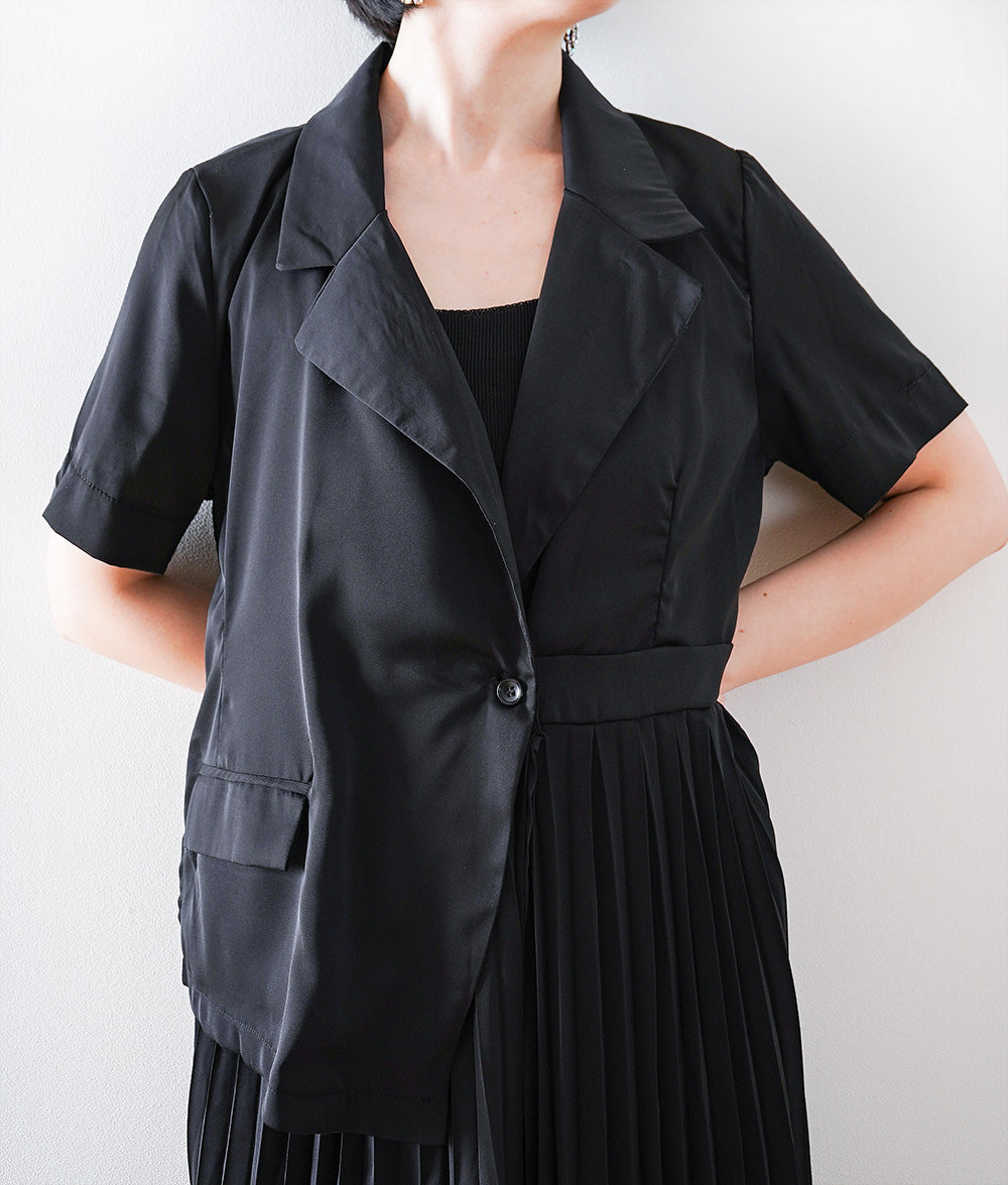 【SALE】Asymmetric design pleated long dress