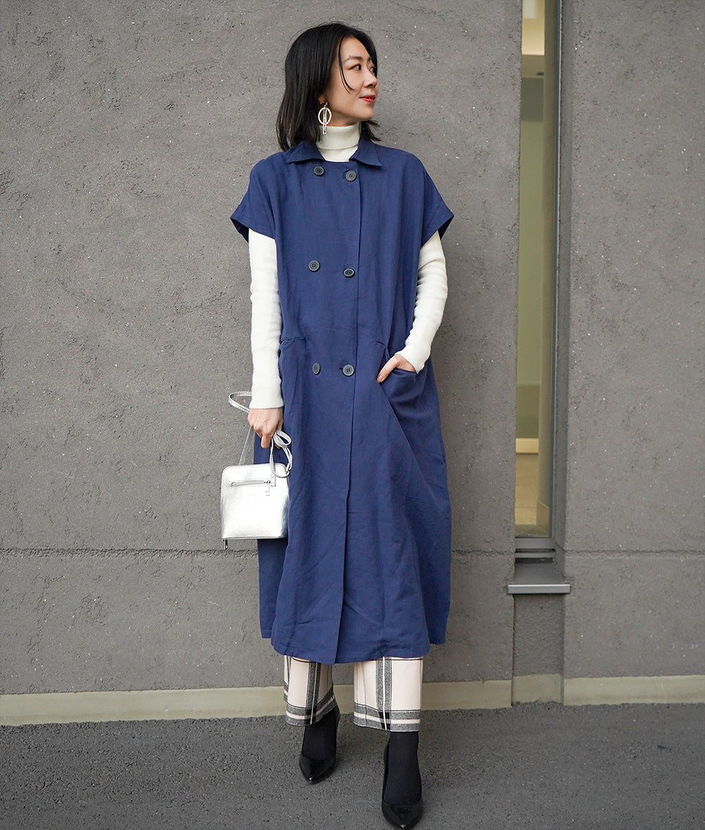 【SALE】Cotton linen long shirt dress