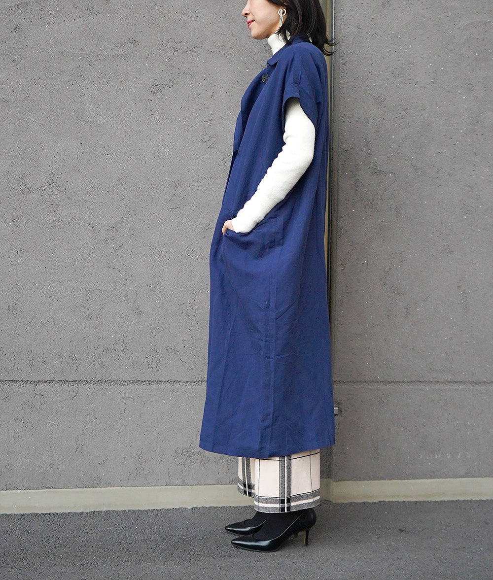【SALE】Cotton linen long shirt dress