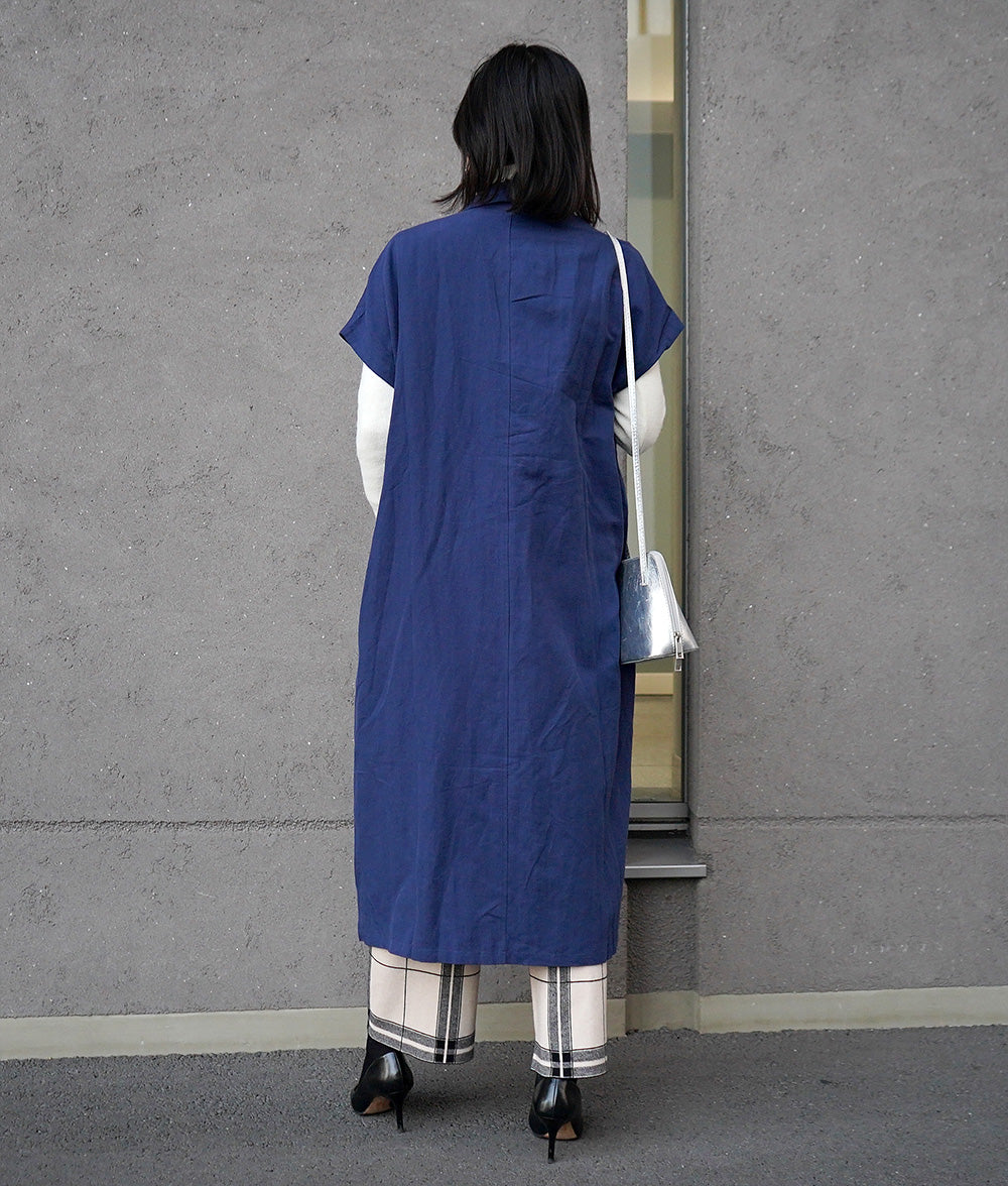 【SALE】Cotton linen long shirt dress