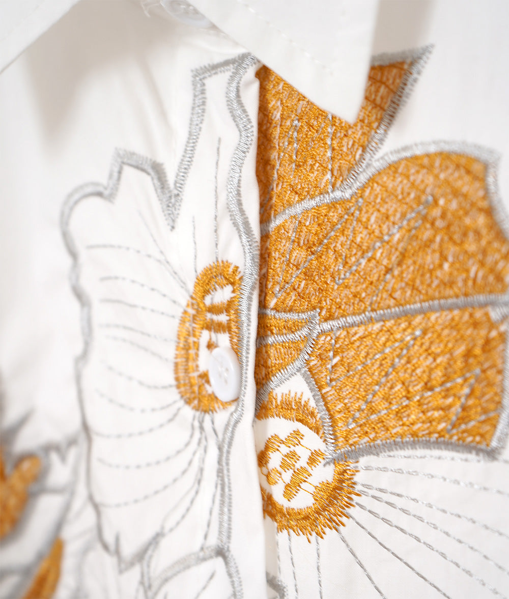 Orange flower embroidered shirt