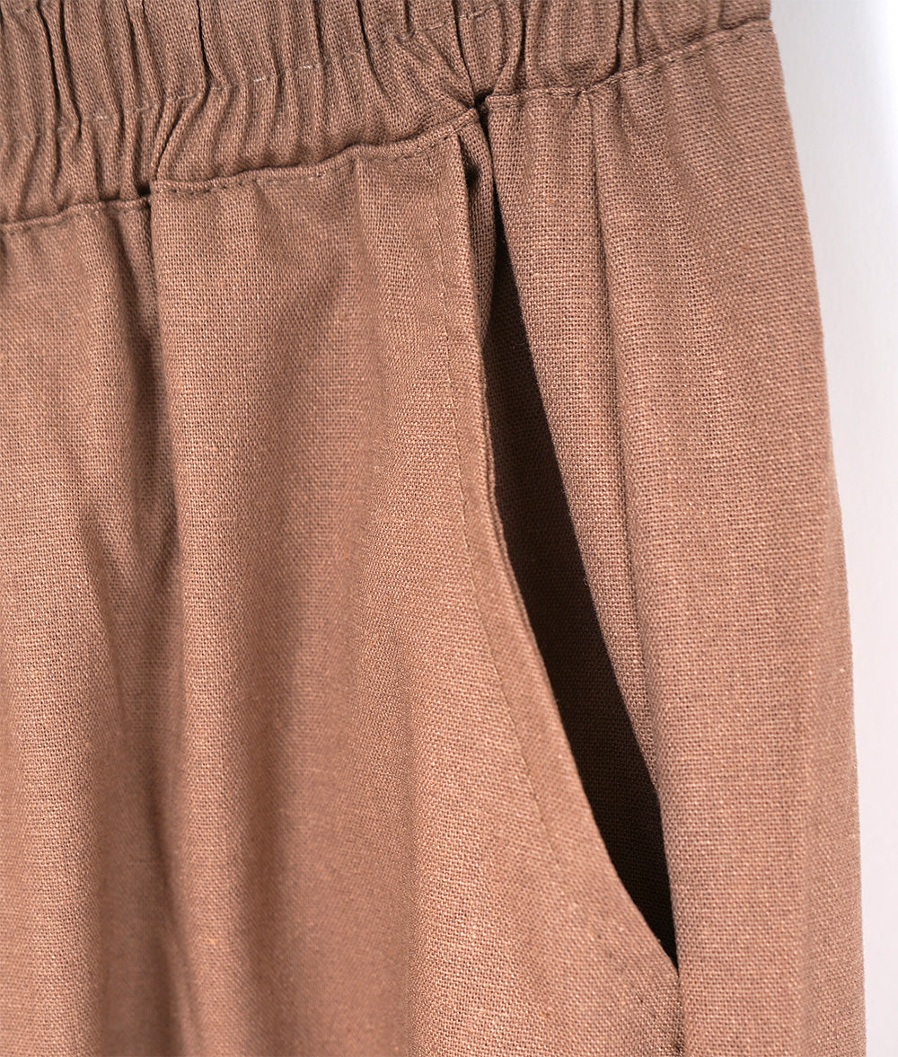 【SALE】Linen blend loose cropped wide pants