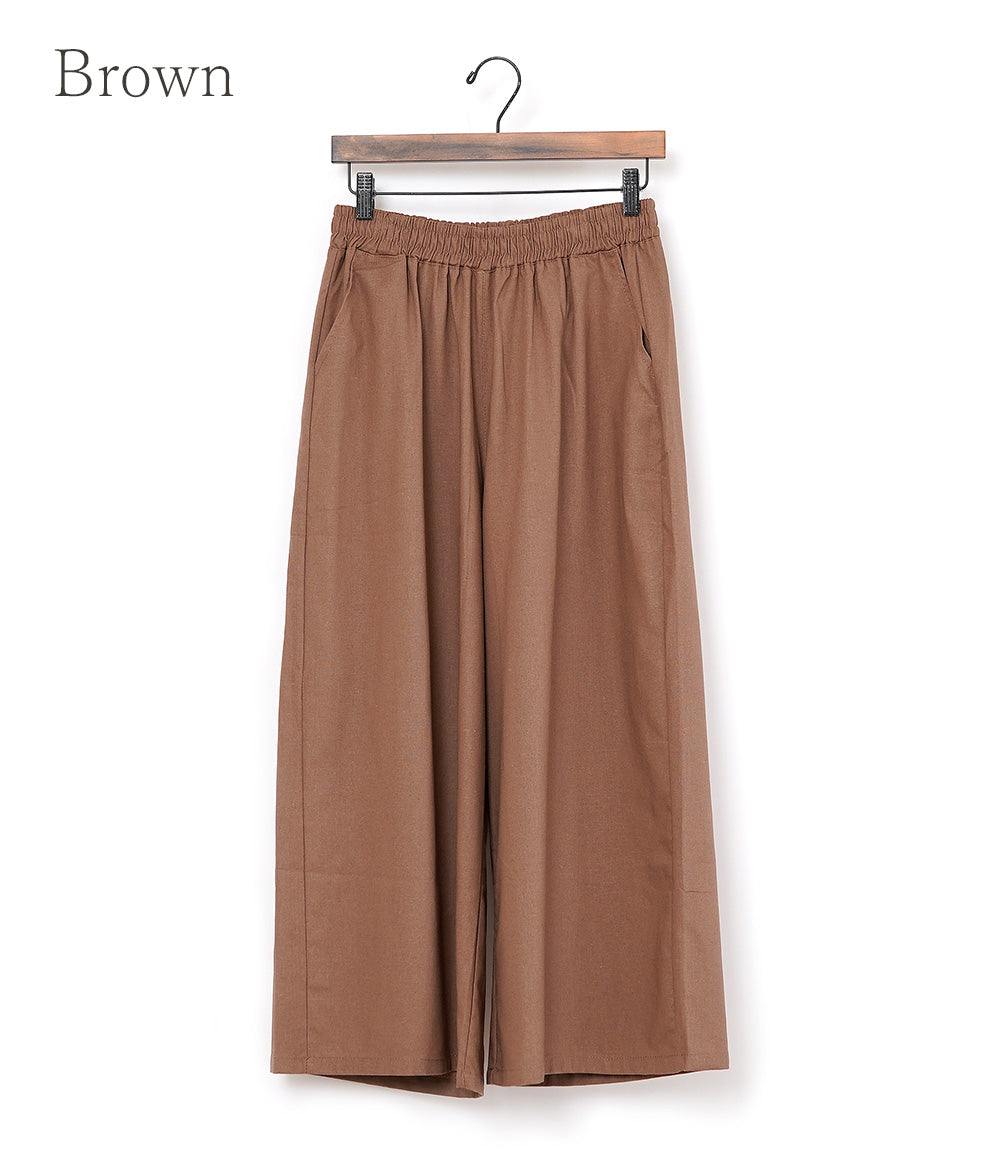 【SALE】Linen blend loose cropped wide pants