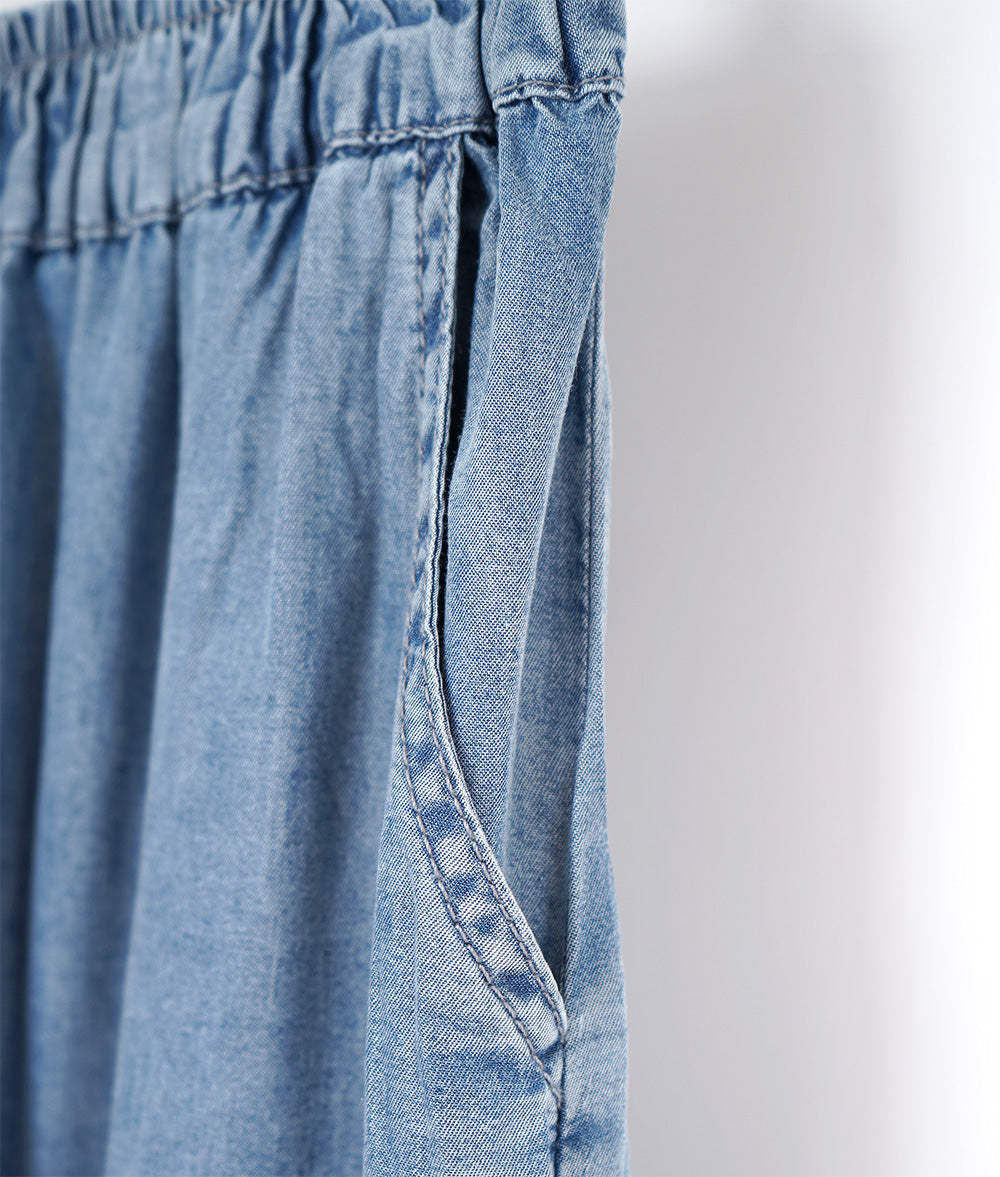 Cropped wide pants with floral embroidery