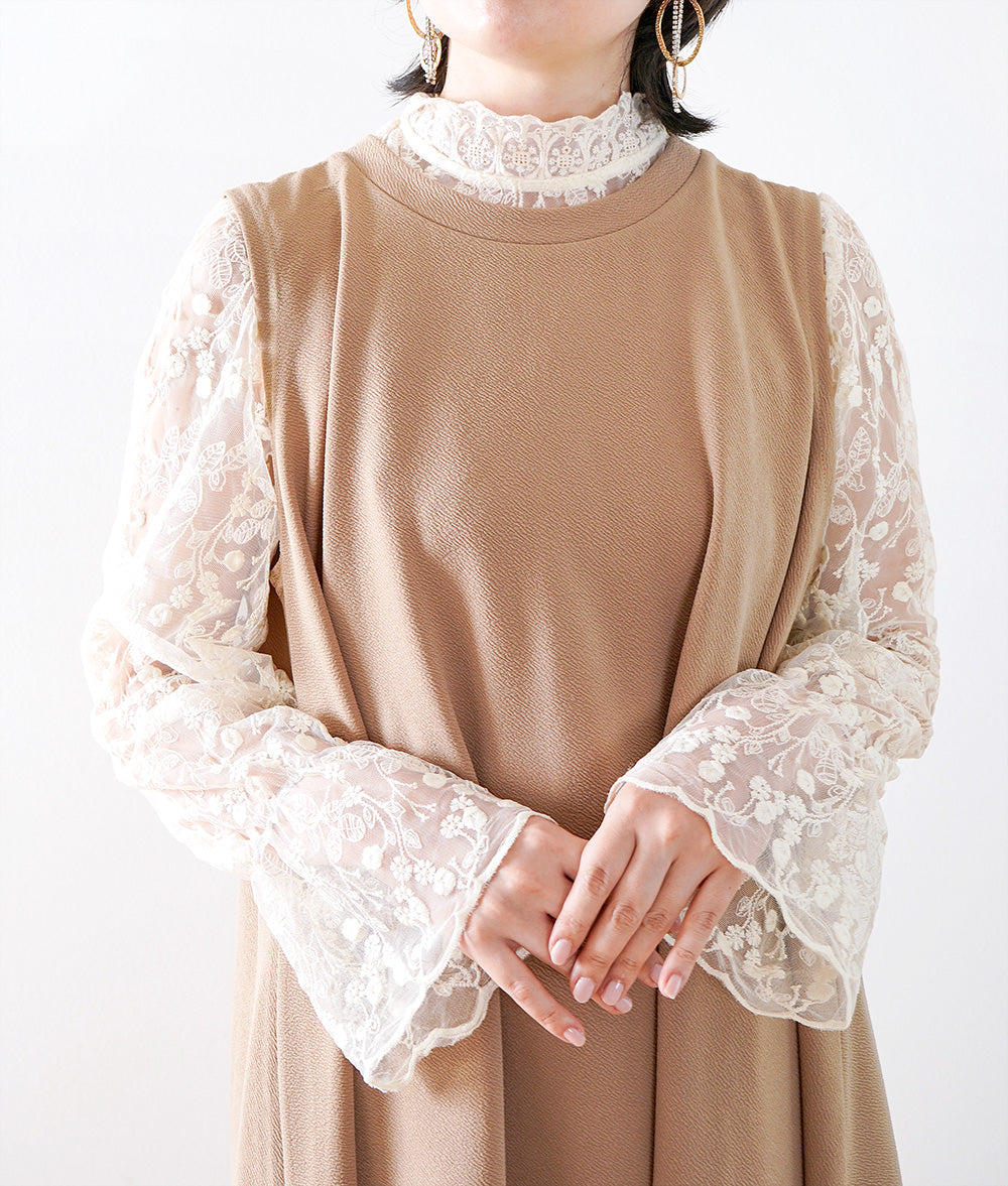 Delicate floral tulle lace blouse