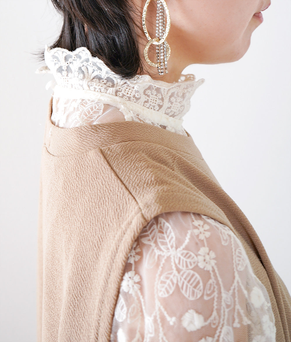 Delicate floral tulle lace blouse