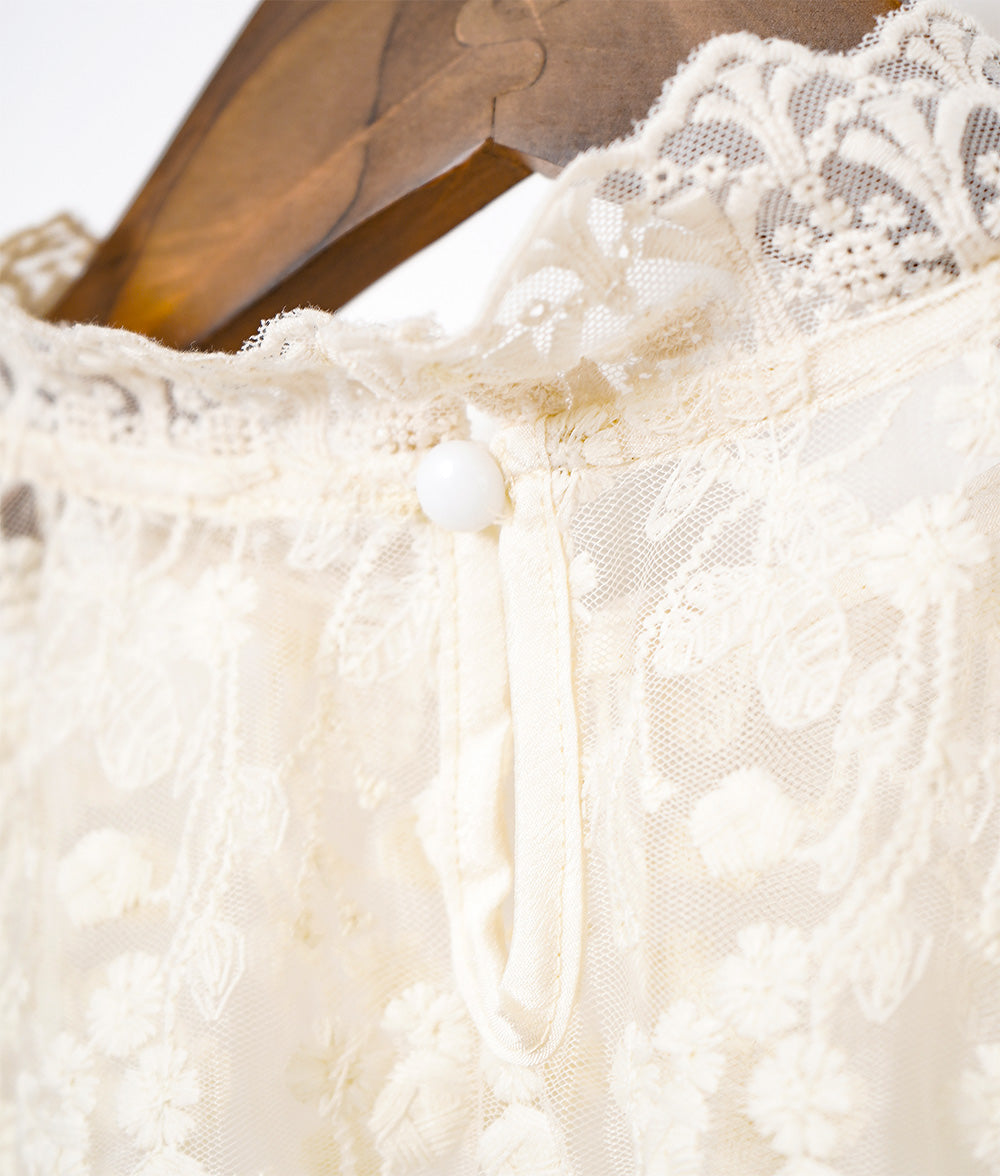 Delicate floral tulle lace blouse