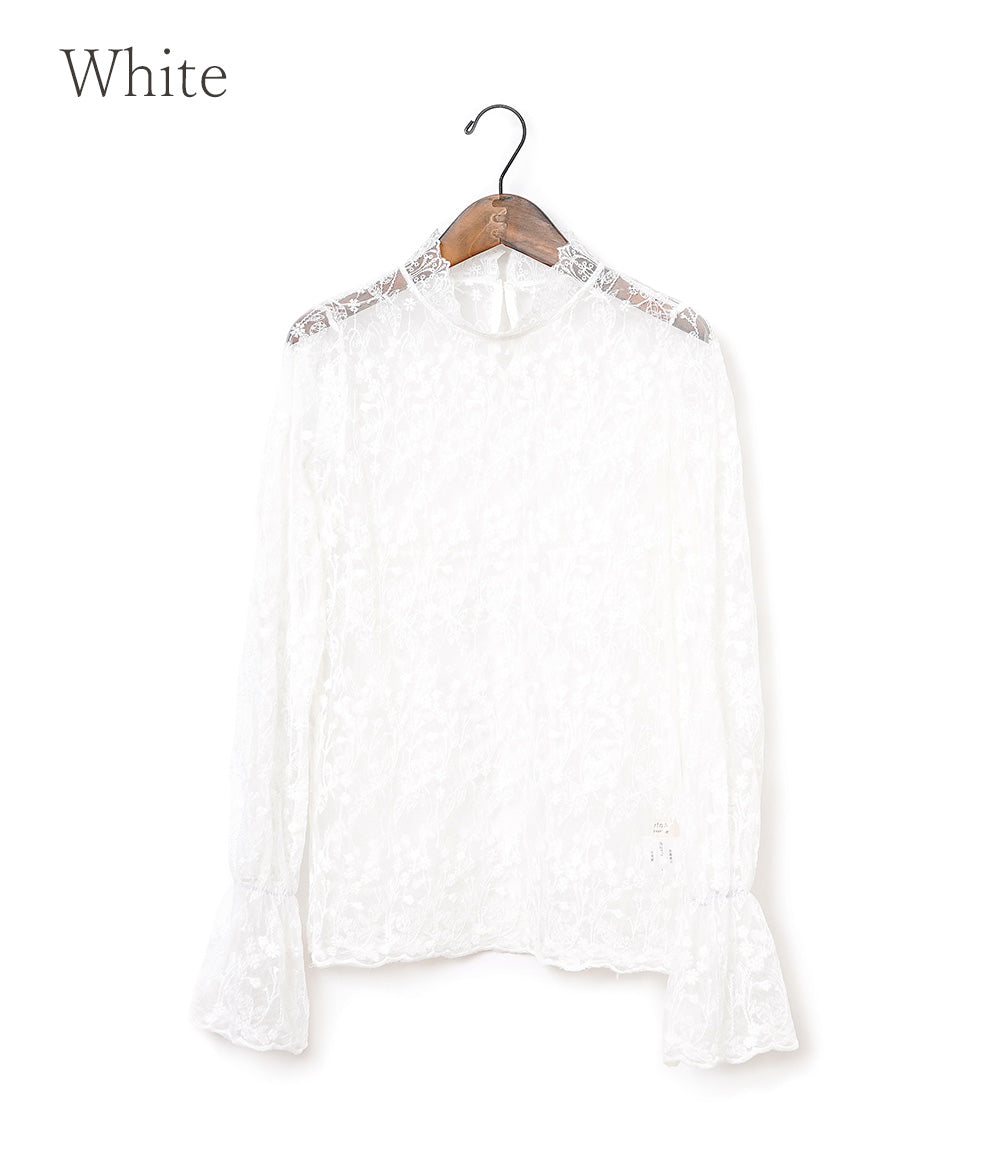Delicate floral tulle lace blouse