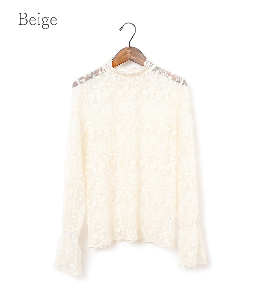 Delicate floral tulle lace blouse