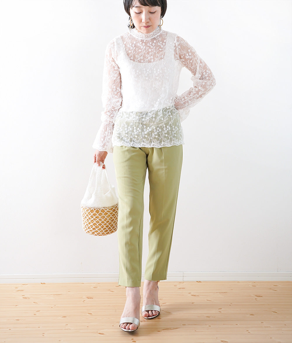 Delicate floral tulle lace blouse