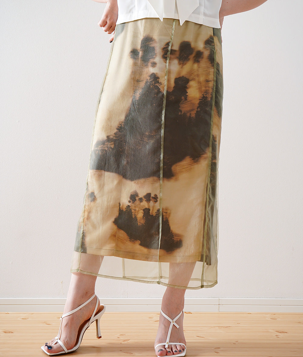 Nostalgic Impressionist Organdy Layered Skirt