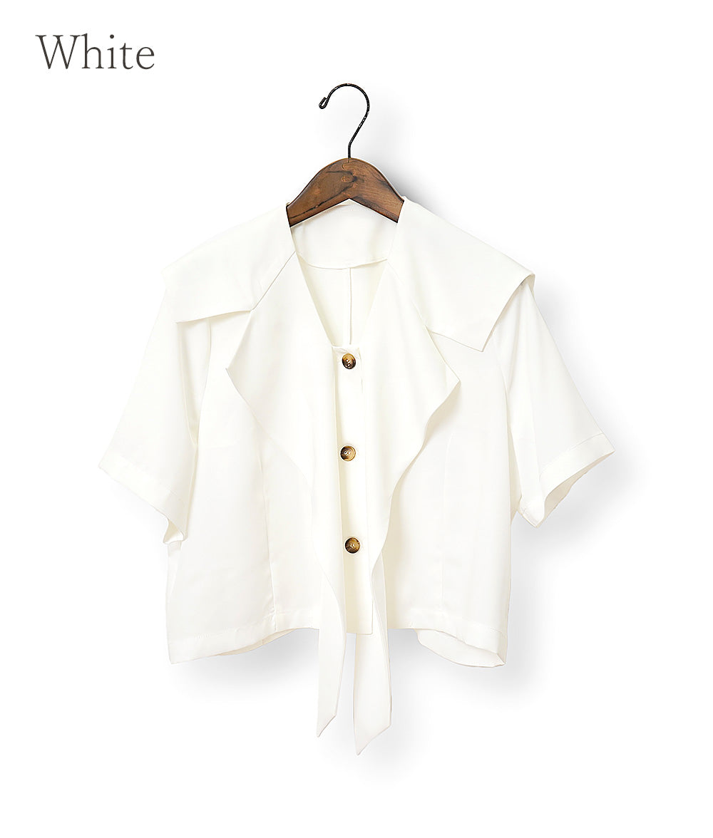 Sailor collar ribbon blouse