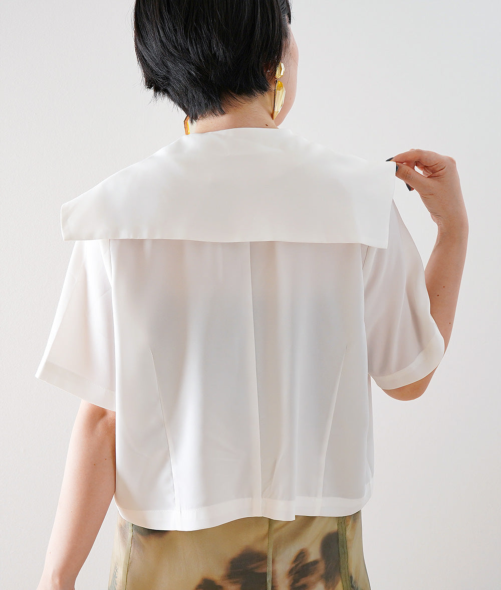 Sailor collar ribbon blouse