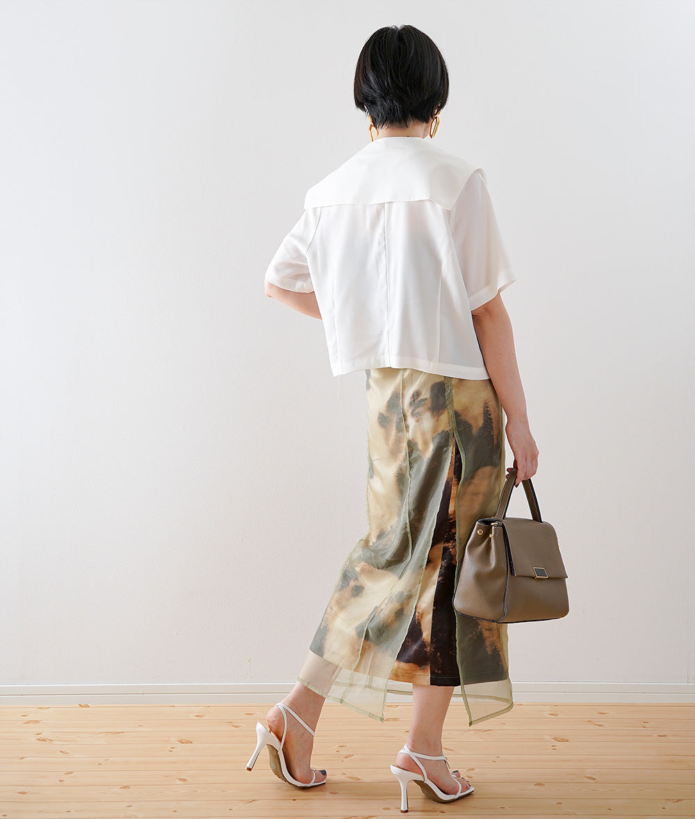 Sailor collar ribbon blouse