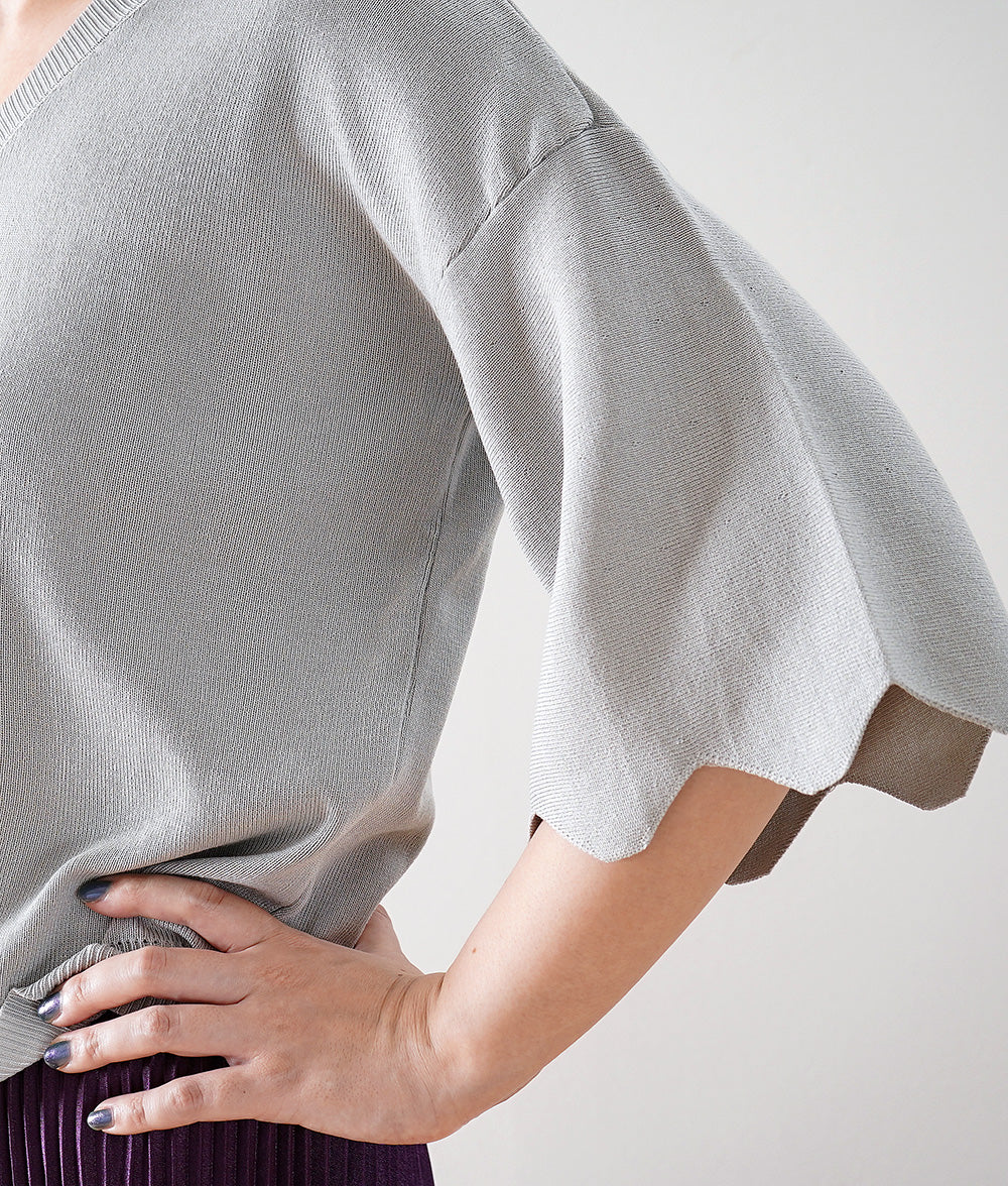 Knit with scalloped bell sleeves