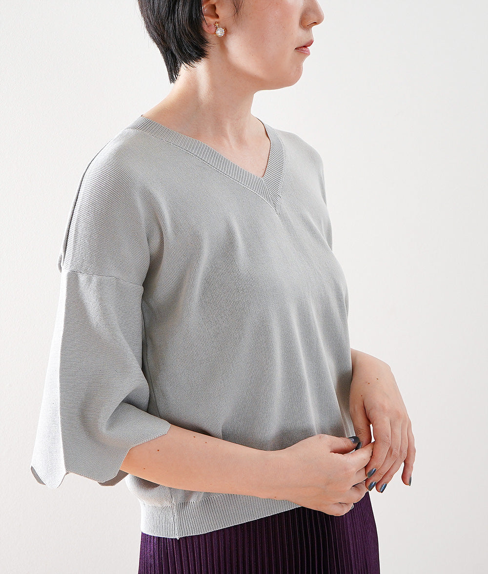 Knit with scalloped bell sleeves