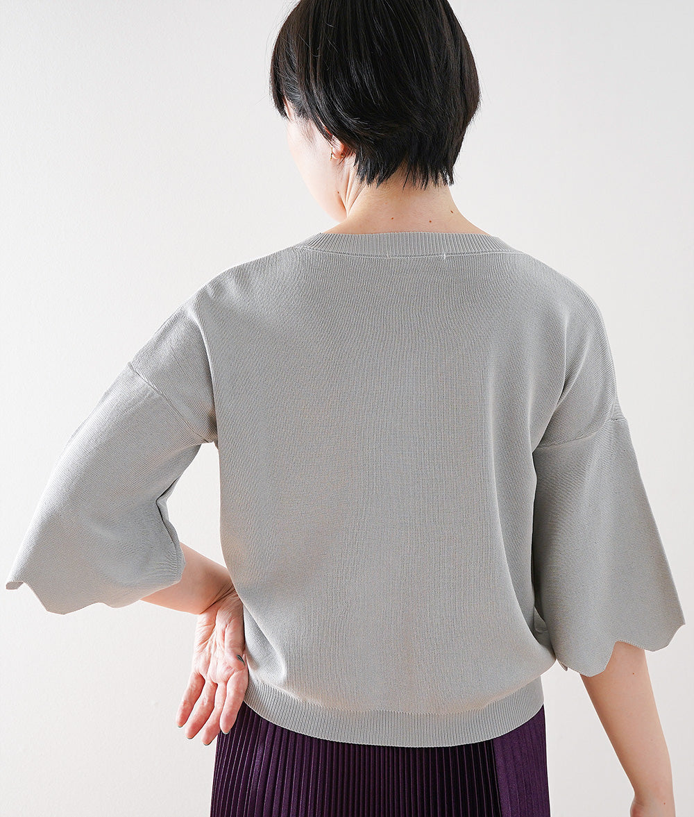 Knit with scalloped bell sleeves