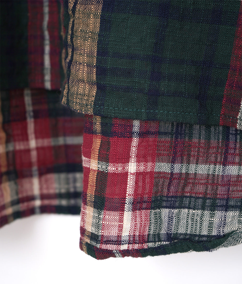 【SALE】Natural slub check blouse