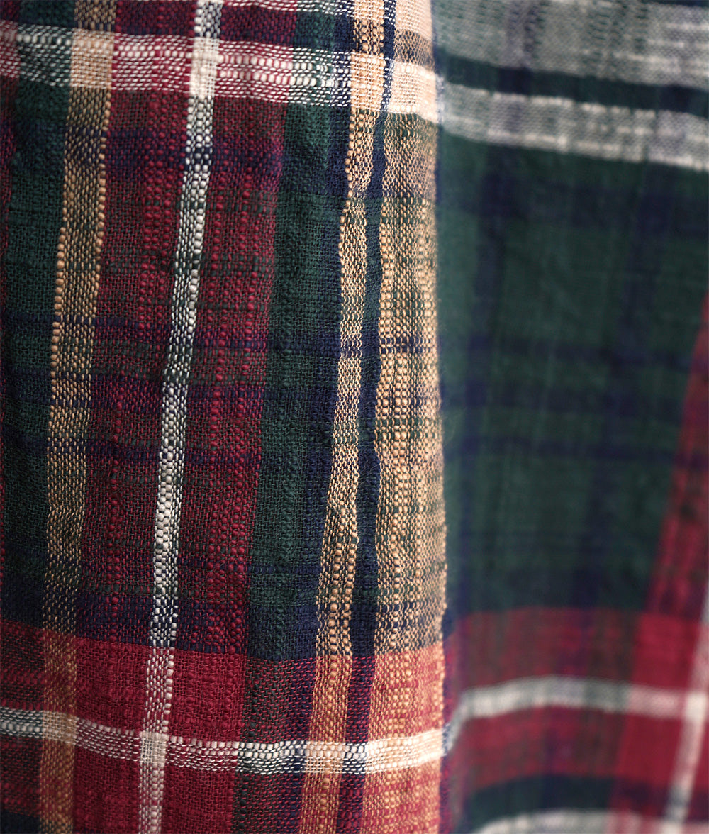 【SALE】Natural slub check blouse