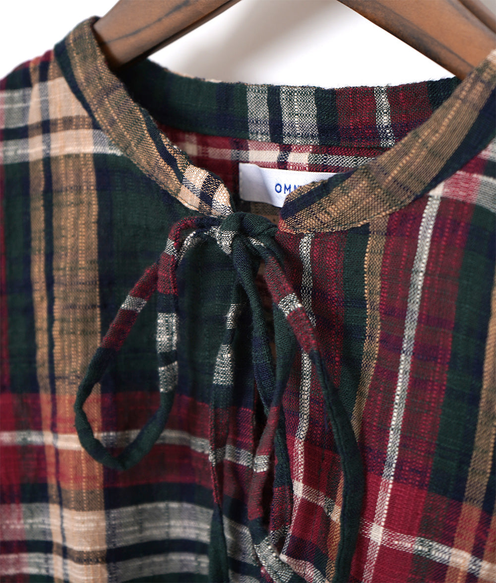 【SALE】Natural slub check blouse