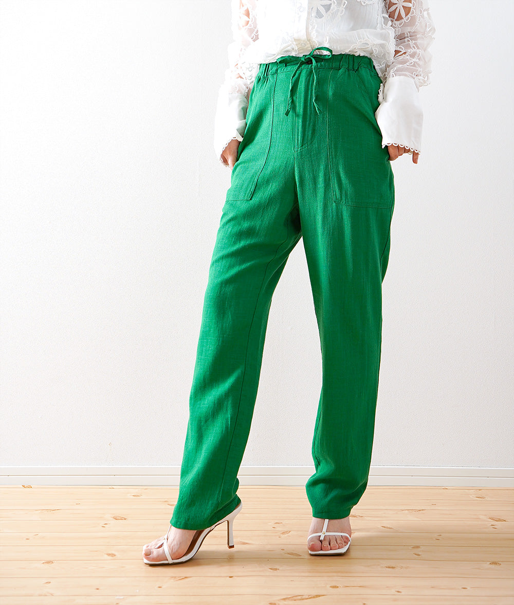 Green linen rayon pants