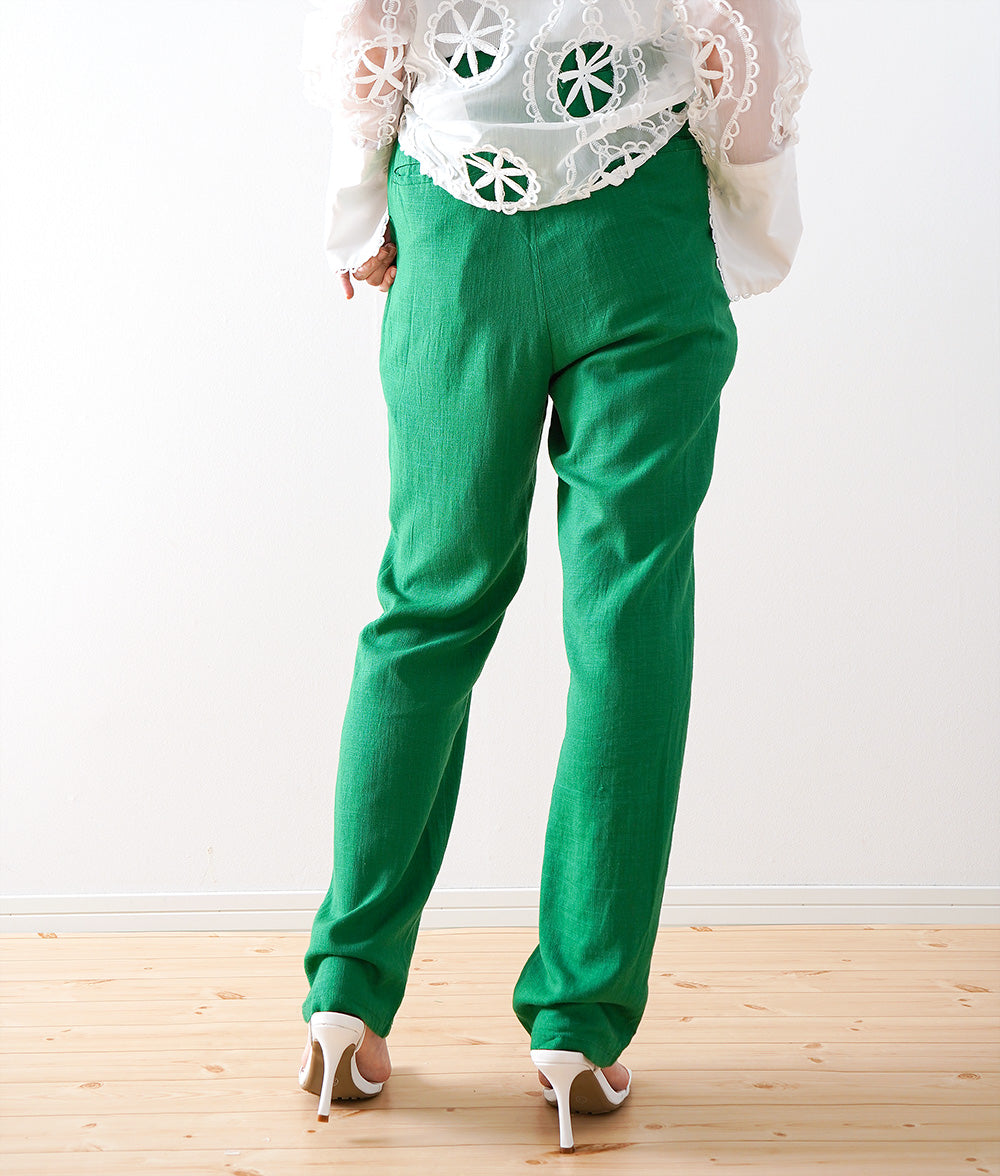 Green linen rayon pants