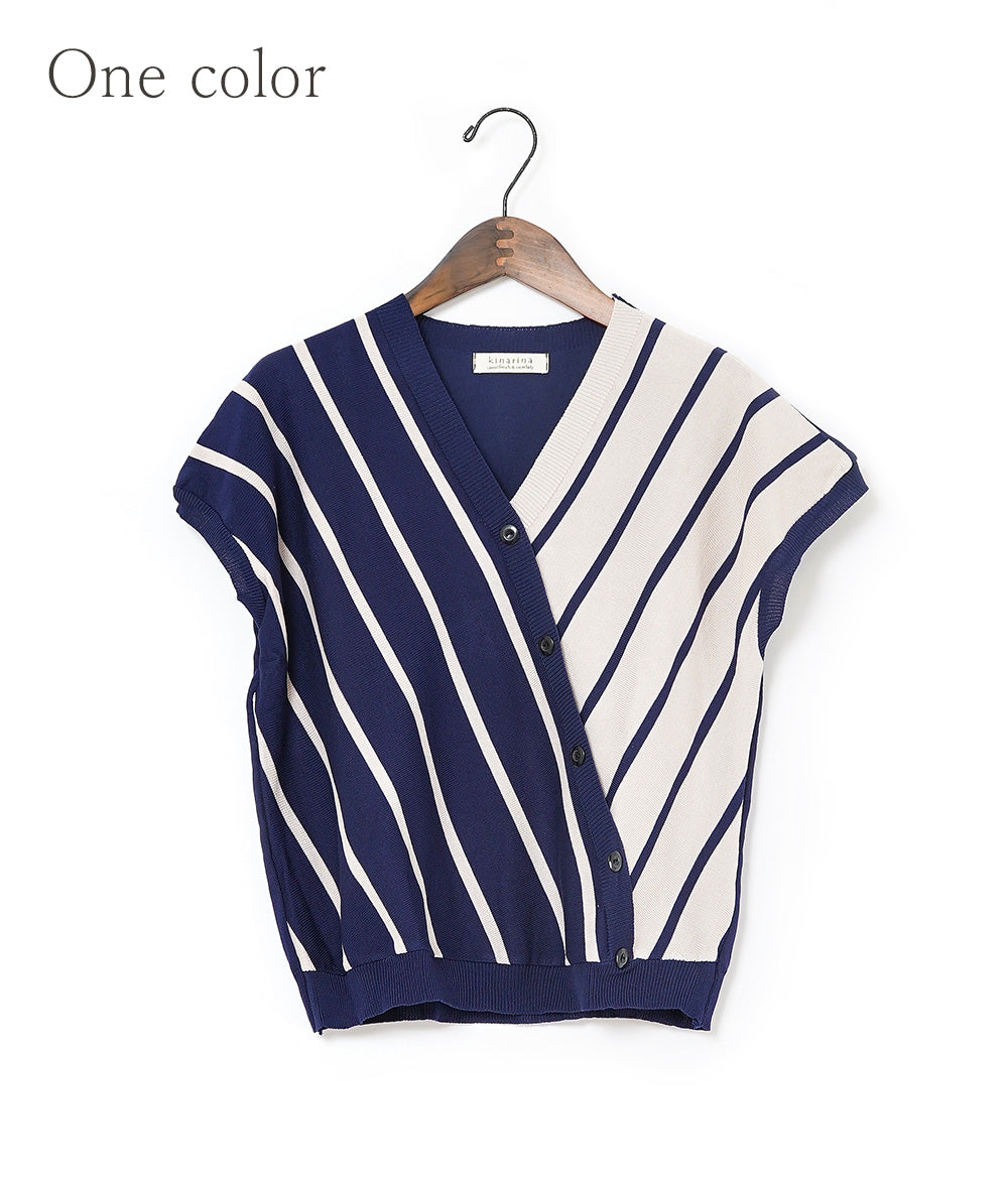 Bicolor striped cache-coeur summer knit