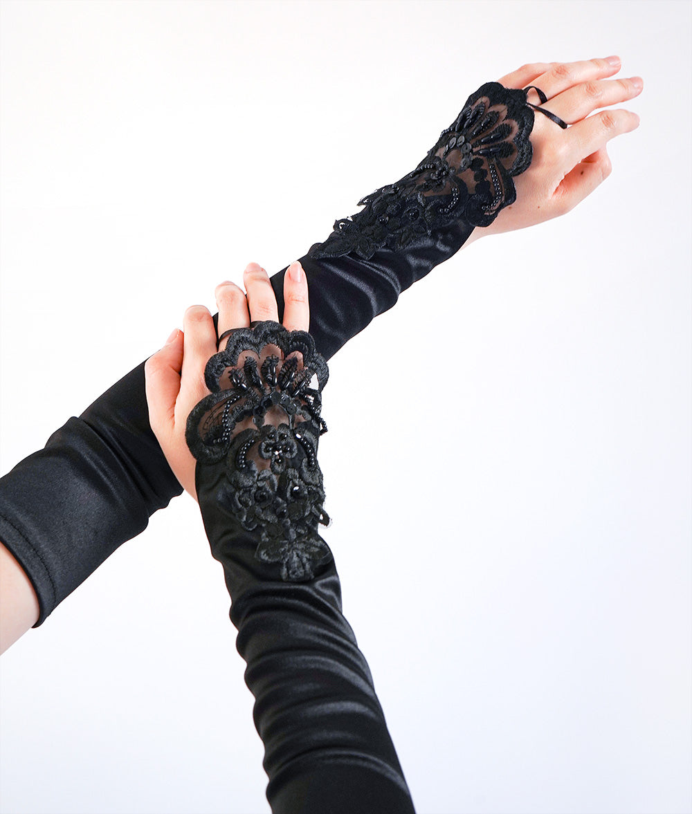 Flower embroidery and bijou arm cover