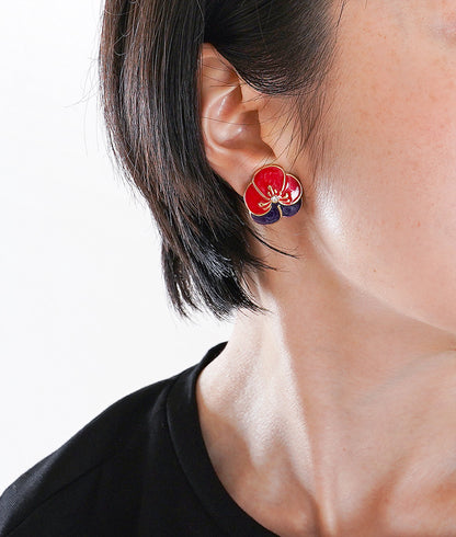 Flower ear clip like cloisonne