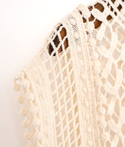 Natural crochet lace vest