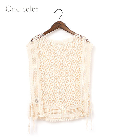 Natural crochet lace vest