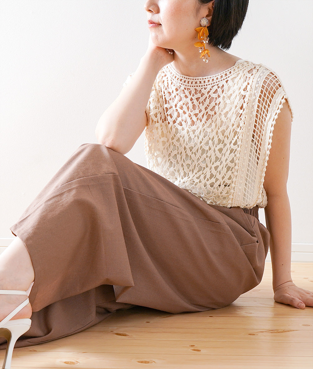 Natural crochet lace vest
