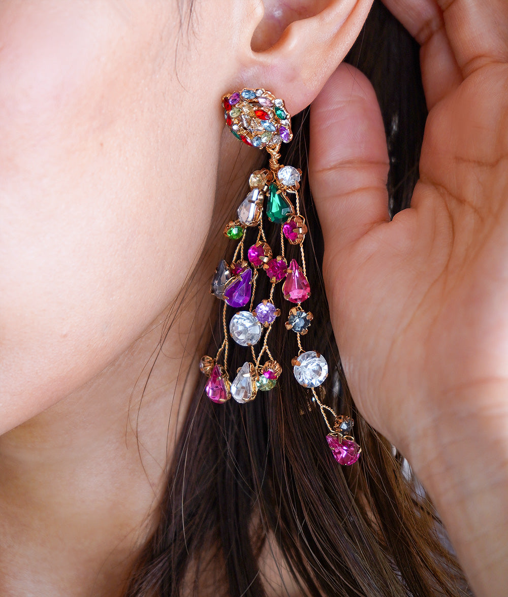 Multi-colored tree earrings