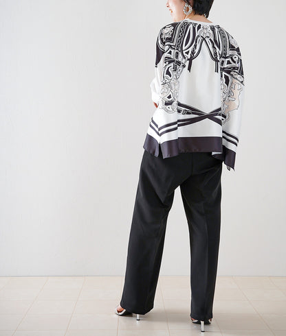 Dolman sleeve blouse with scarf print