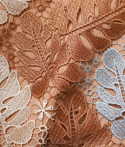 Zip-up blouson with leaf lace