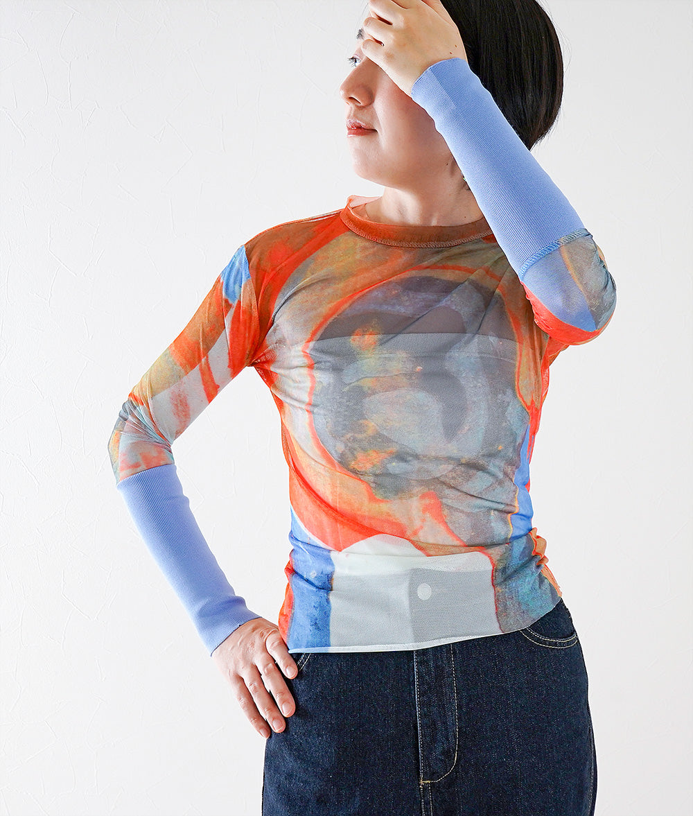 Niche art print mesh top