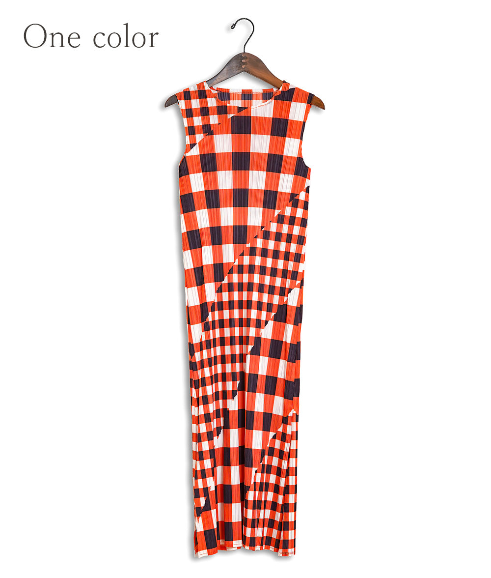 Retro check pleated dress