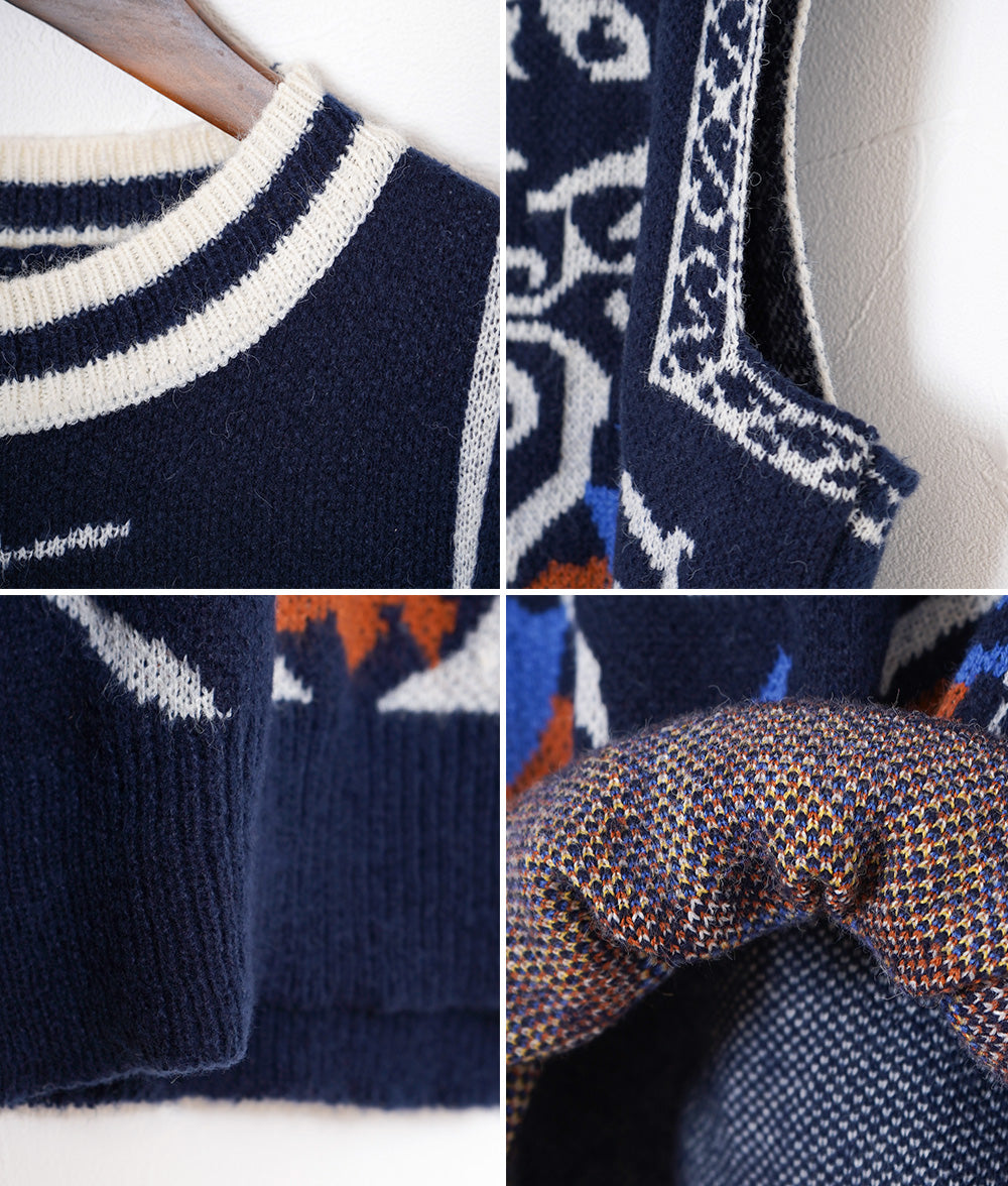 Geometric jacquard knit vest