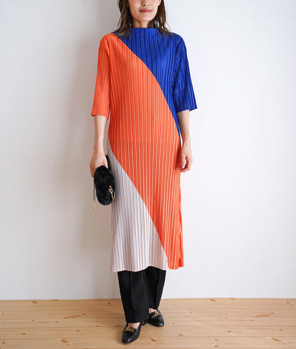 3 color block pleated dress