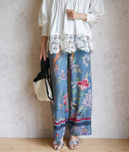 【SALE】Pants with dancing flowers and birds