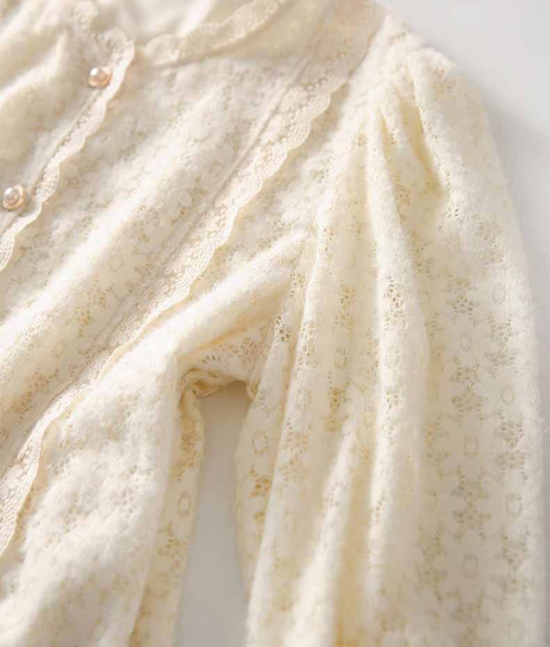 Fluffy full lace sleeve cardigan