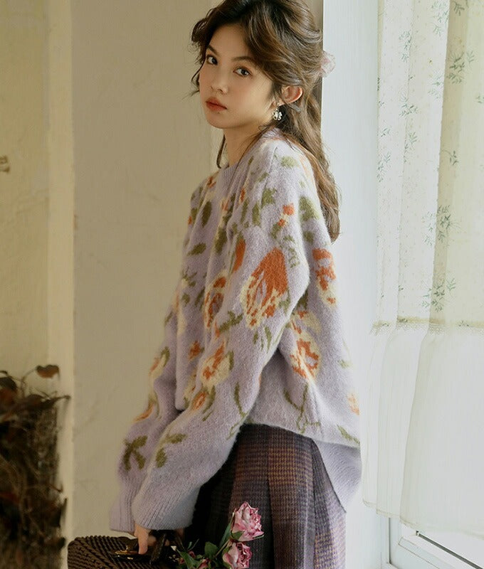 Ennui flower pattern knit